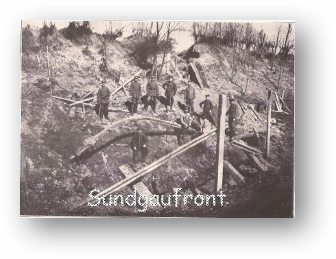 März 1918 am Bahndamm im Abschnitt "C1" nach schwerer Minenbeschieβung